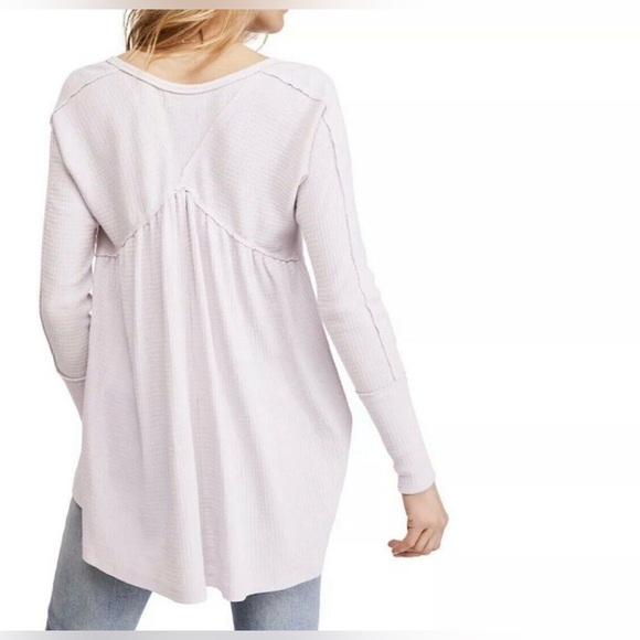 Free People white Thermal Knit Textured Flowy Tunic Top - Picture 14 of 14